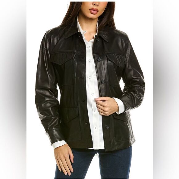Rag and bone Kaye Leather shirt Jacket. 90’s Monica Leather Shacket Large NWT - Picture 3 of 11